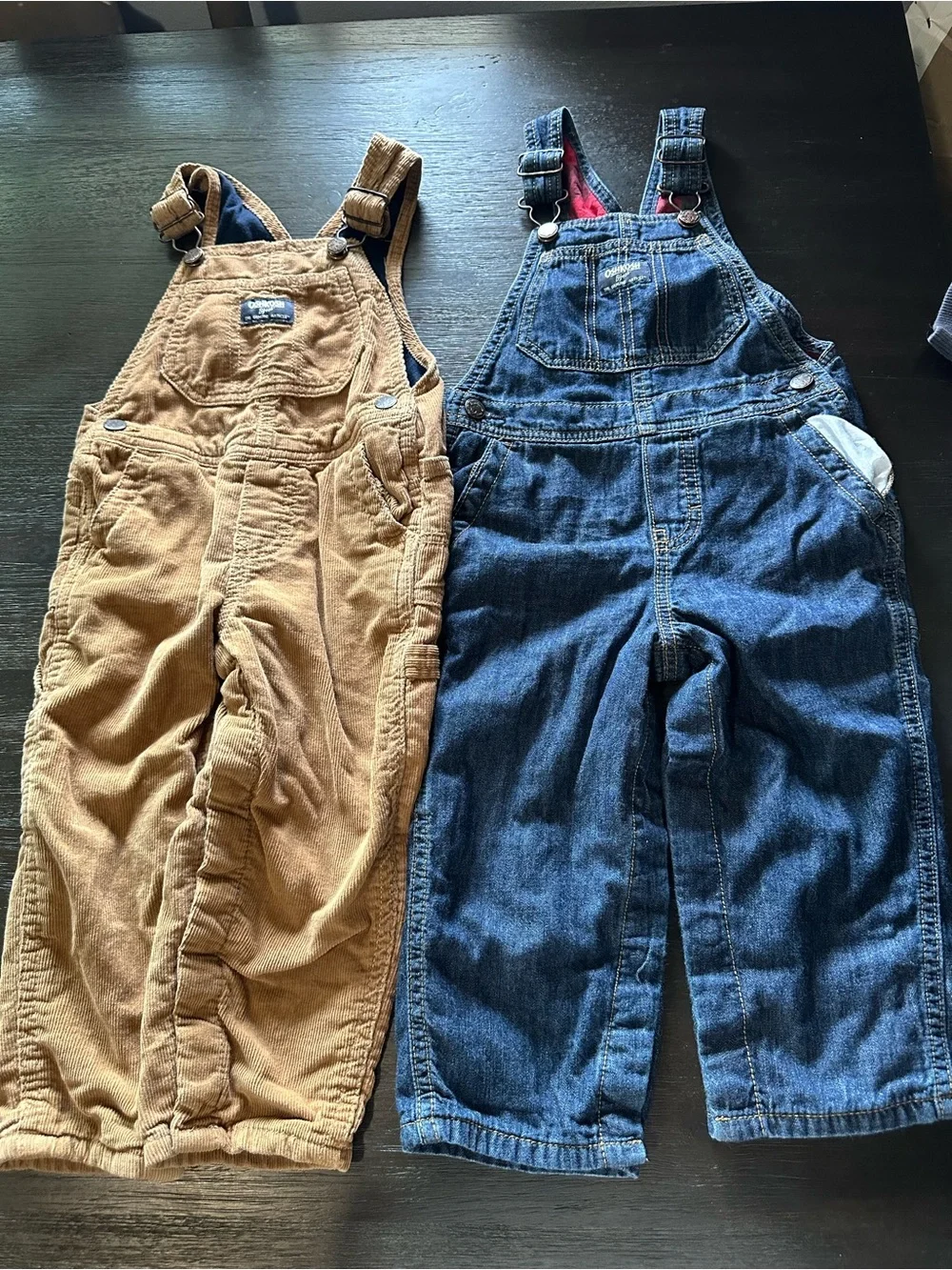 OshKosh B'gosh Brown Corduroy & Blue Denim Kids Overalls